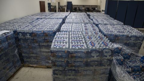 Residents can pick up bottled water from the Vince Lombardi community center in Newark.