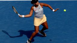 MASON, OHIO - AUGUST 16: Naomi Osaka of Japan returns a shot to Sofia Kenin during the Western & Southern Open at Lindner Family Tennis Center on August 16, 2019 in Mason, Ohio. (Photo by Matthew Stockman/Getty Images)