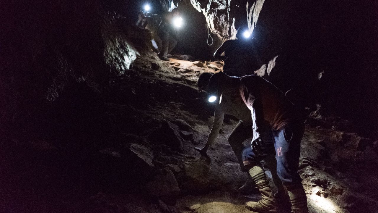 Goldminers underground in Venezuela's Orinoco Mining Arc. 