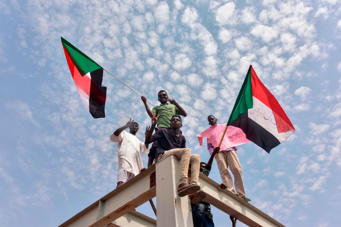 Celebrations at the Bahari station in Khartoum during the signing.