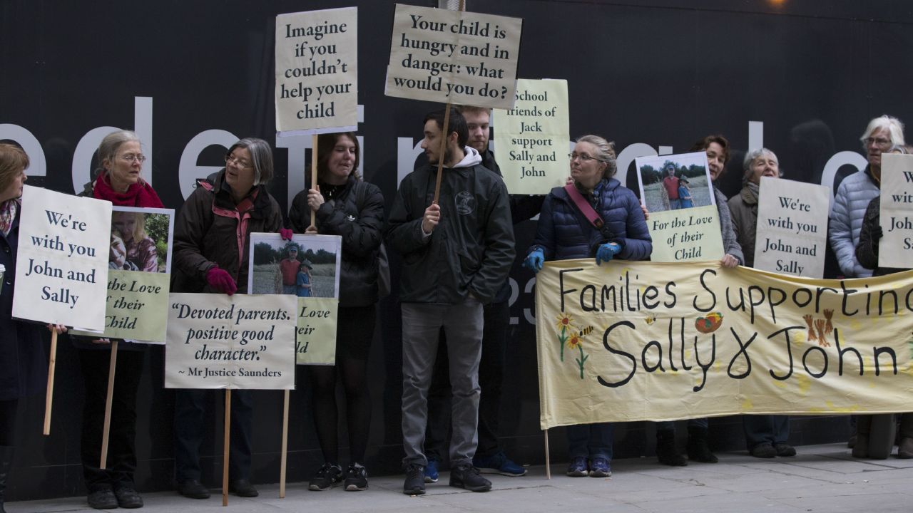 Supporters of Letts' parents protested outside London's Old Bailey during their trial.