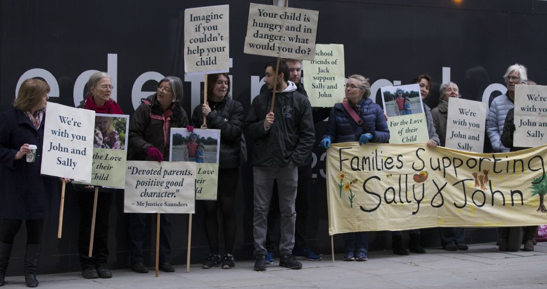 Supporters of Letts' parents protested outside London's Old Bailey during their trial.