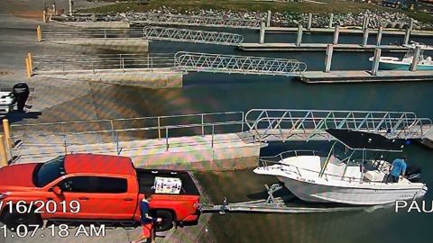 The two men were last seen departing in this boat Friday in Port Canaveral, Florida.