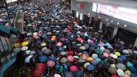 Pro-democracy demonstrators marching in Hong Kong on Sunday.