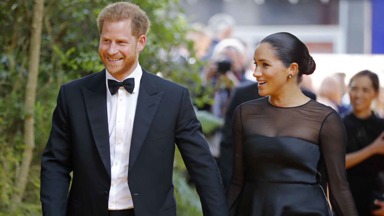Britain's Prince Harry, Duke of Sussex (L) and Britain's Meghan, Duchess of Sussex arrive for the European premiere of the film The Lion King in London on July 14, 2019. (Photo by Tolga AKMEN / AFP)        (Photo credit should read TOLGA AKMEN/AFP/Getty Images)