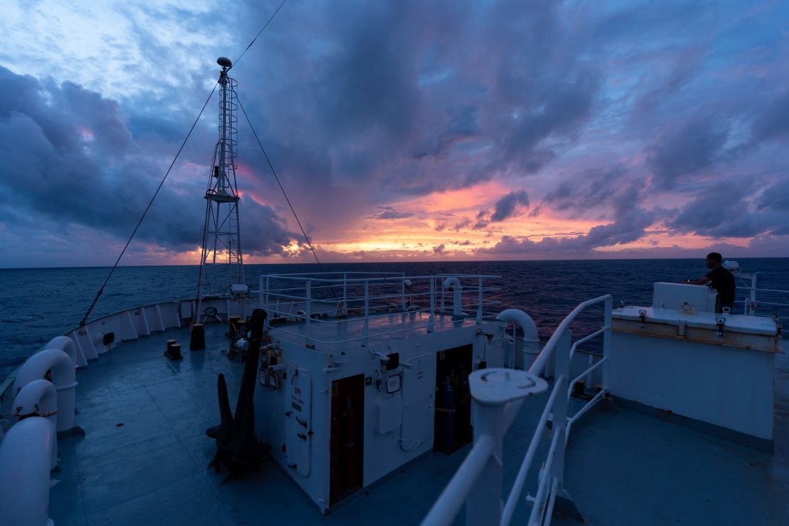Sunset aboard the Esperanza, a Greenpeace vessel scouring the Sargasso Sea for microplastic samples.