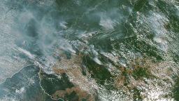 A NASA satellite image shows several fires burning in the Brazilian Amazon forest on 13 August 2019.