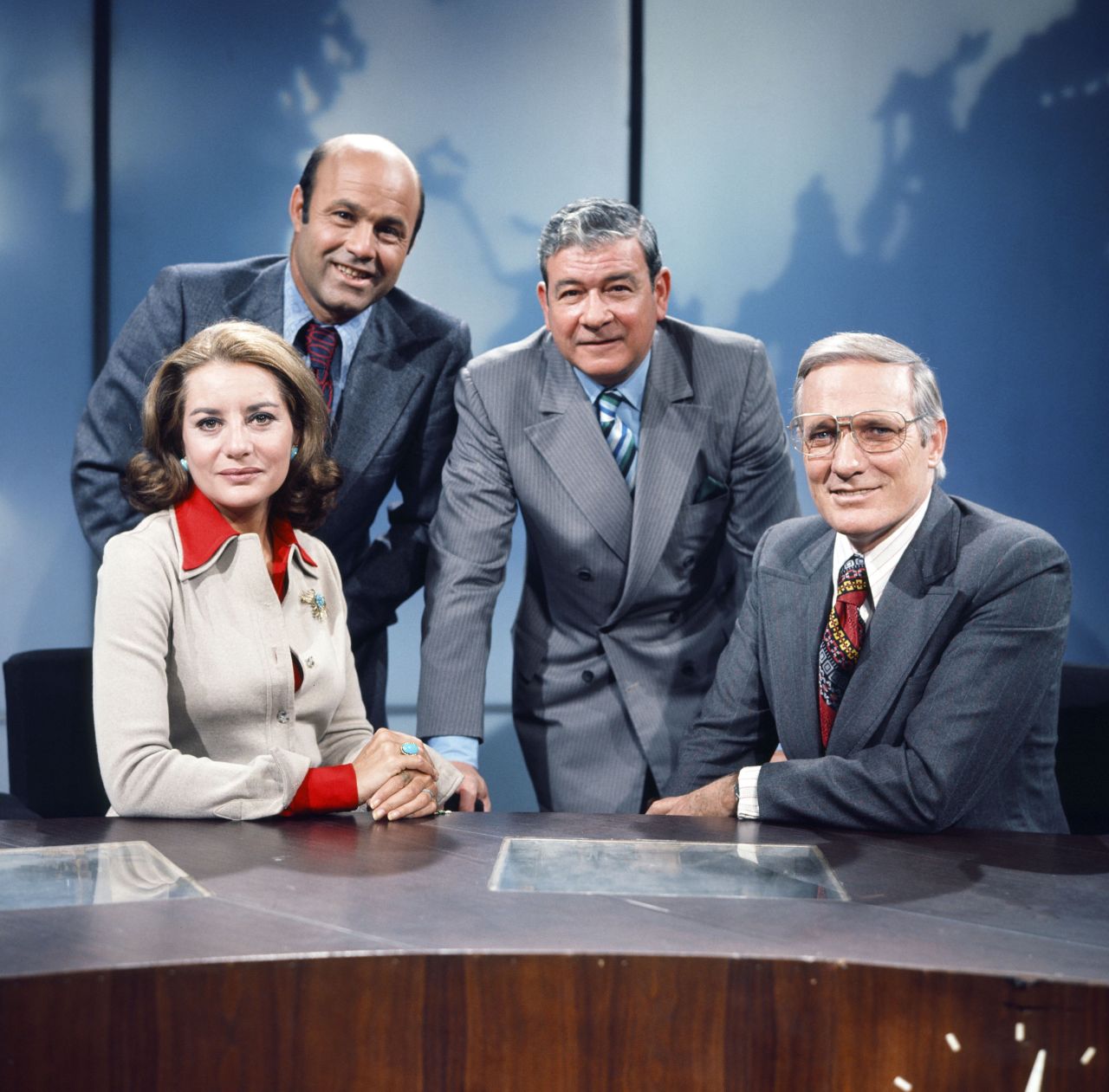 Walters with her "Today" show colleagues in 1971: from left, Joe Garagiola, Frank Blair and Frank McGee.