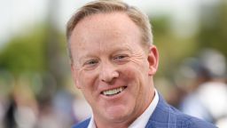 In this August 1, 2018 file photo, Sean Spicer is seen at Universal Studios Hollywood in Universal City, California. 