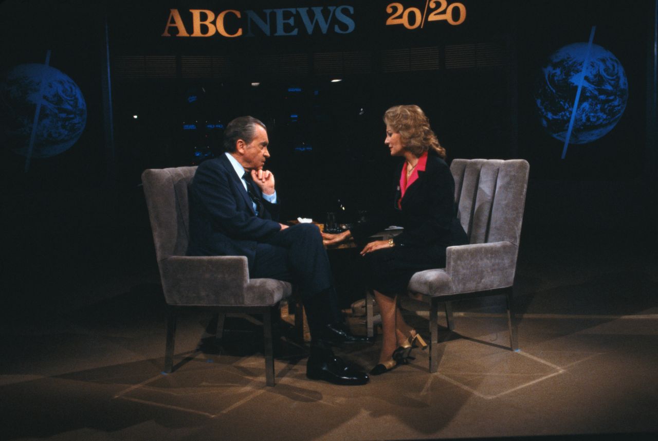 Walters interviews former President Richard Nixon in 1980.