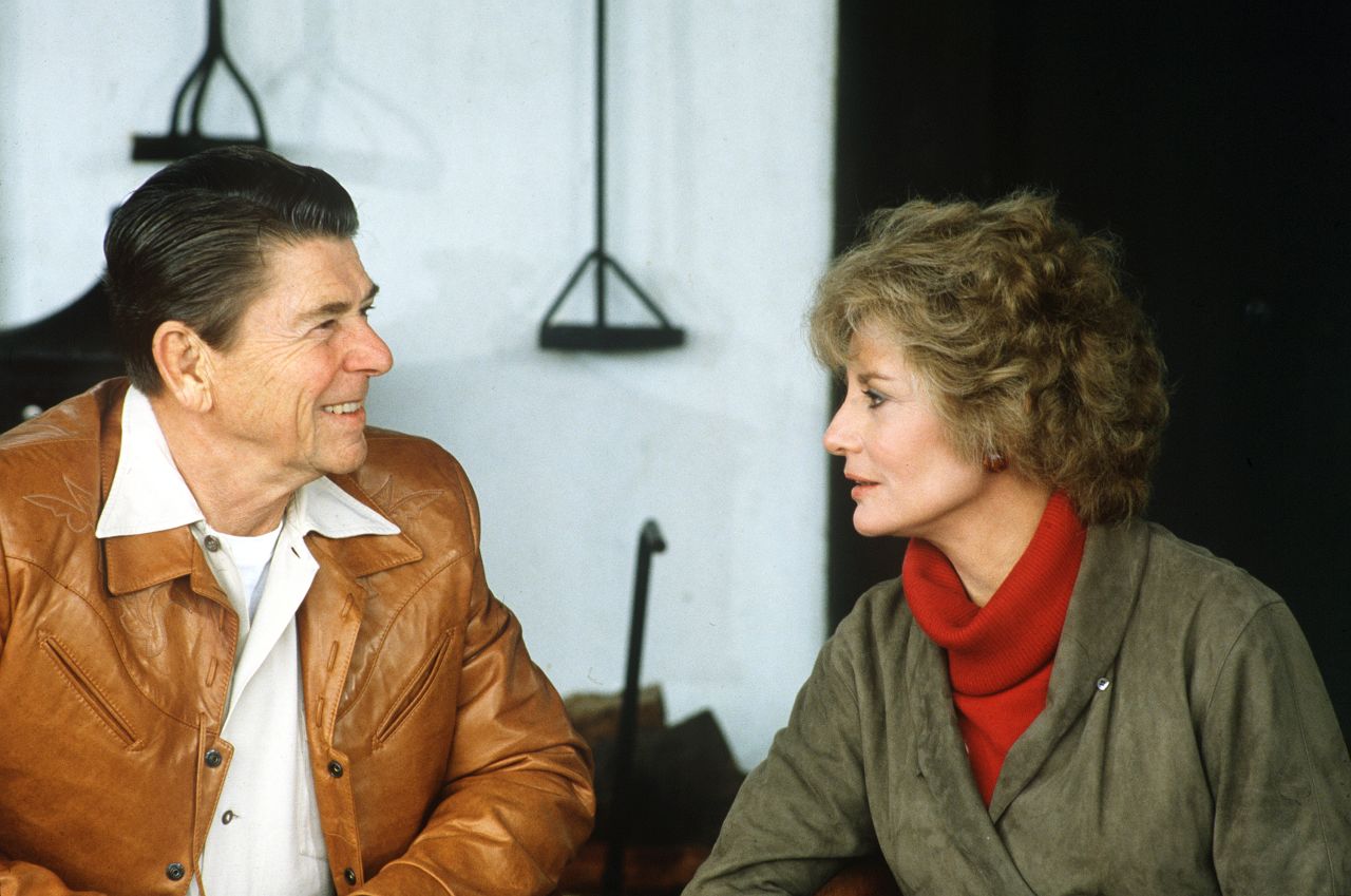 Walters meets with President Ronald Reagan at his ranch in Santa Barbara, California, in 1981.
