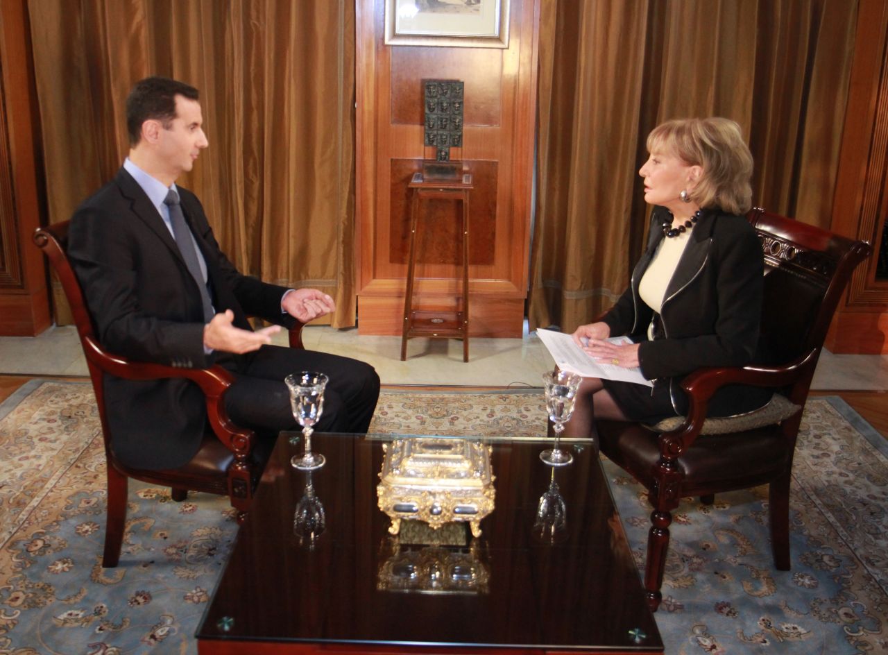 Walters sits down with Syrian President Bashar al-Assad in 2011. It was his first on-camera interview with an American journalist since the start of the uprising in Syria.