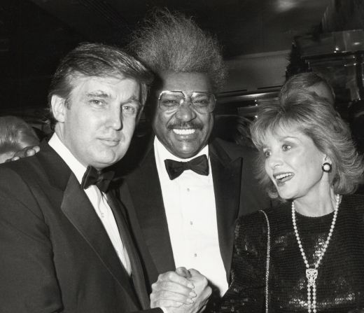 Walters is photographed with Donald Trump and Don King in 1987.