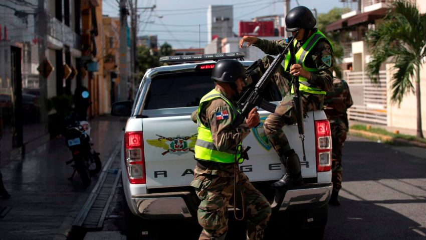 Members of the Calm City Task Force (CIUTRAN) brigade of the Dominican Army, take part in the dismantling operation of a drug trafficking network, in Santo Domingo, on August 20, 2019. - Among the dozens of people involved in the network are Dominican Major League former baseball players Octavio Dotel and Luis Castillo. The operation is the 'broadest and deepest' in the fight against drug trafficking in the country, Dominican Prosecutor Jean Alain Rodriguez said. (Photo by Erika SANTELICES / AFP)        (Photo credit should read ERIKA SANTELICES/AFP/Getty Images)