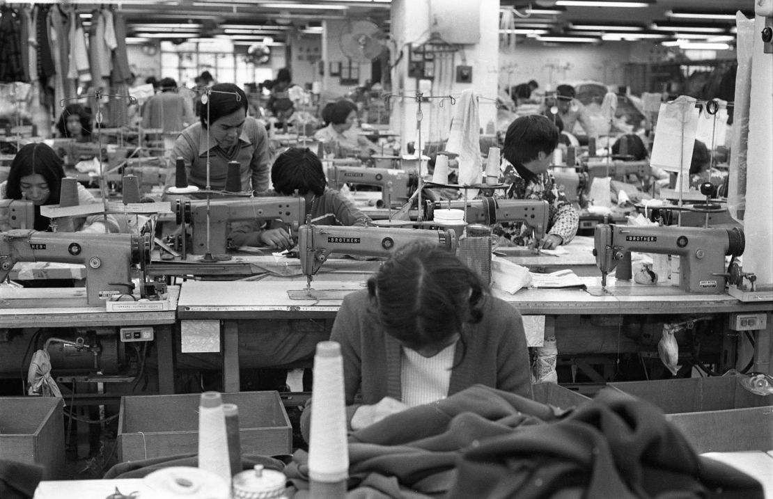 The Hollywood Knitwear Factory in Kwun Tong in the 1970s when Hong Kong's textile industry was booming.  