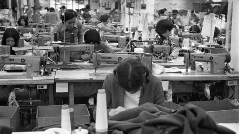 The Hollywood Knitwear Factory in Kwun Tong in the 1970s when Hong Kong's textile industry was booming.  