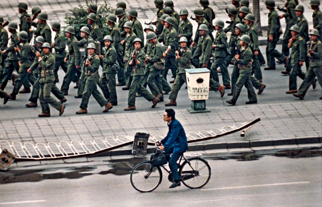 A Beijing scene captured during a period of martial law, which was enforced during the 1989 student demonstrations.