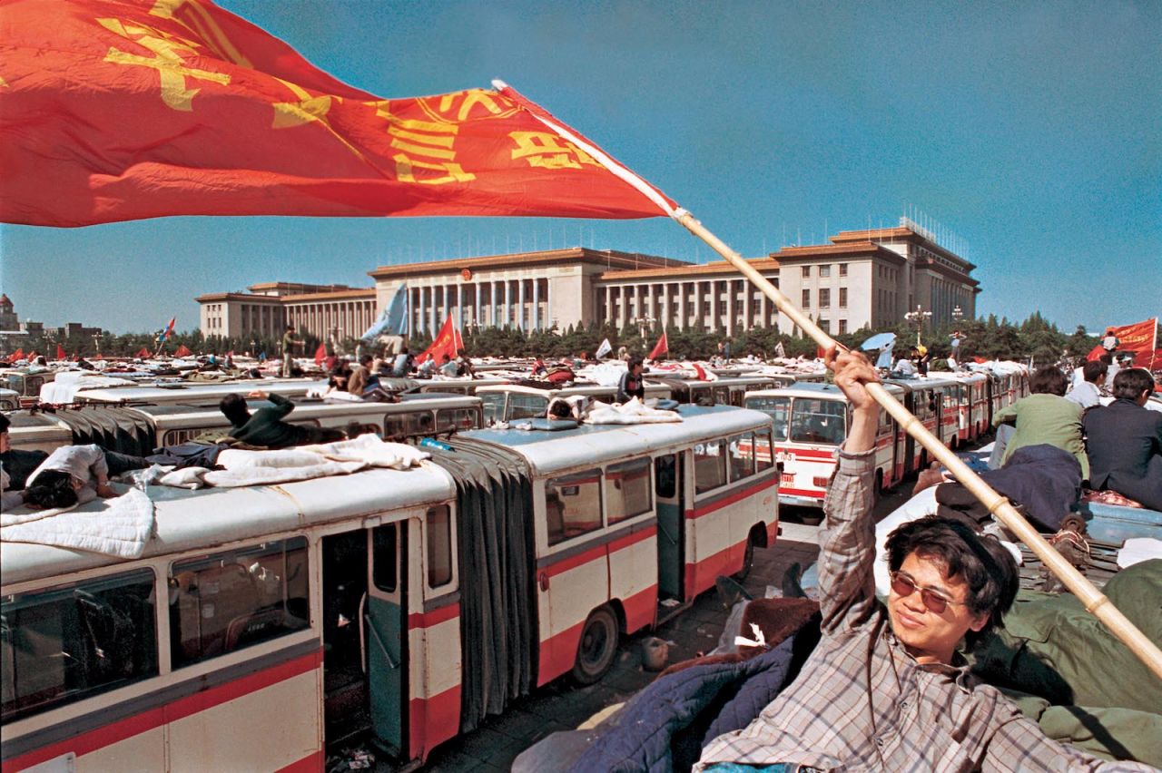 Demonstrators at the pro-democracy protests that took over Tiananmen Square in 1989. Scroll through to see more of Liu Heung Shing's photos.