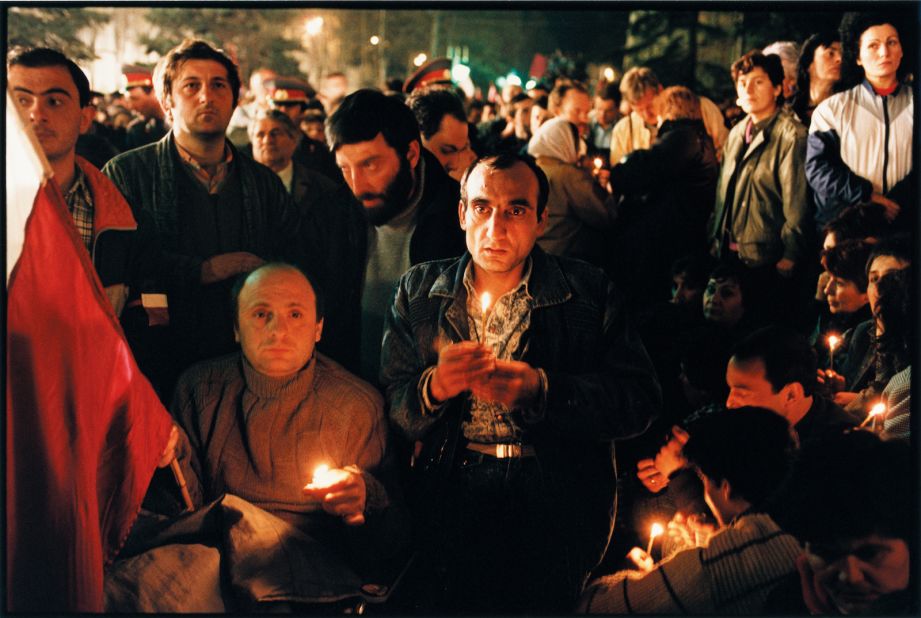 A midnight vigil in Tbilisi, held in memory of Georgians killed by the Soviet army.