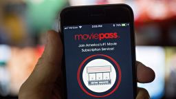 The MoviePass application is displayed on an Apple Inc. iPhone in an arranged photograph taken in Washington, D.C., U.S., on Friday, Aug. 17, 2018. Movie Pass, owned by Helios & Matheson Analytics Inc., said this week that the number of films would be narrowed to six, which followed an earlier announcement that members would be limited to three films for $9.95 a month. Photographer: Andrew Harrer/Bloomberg via Getty Images