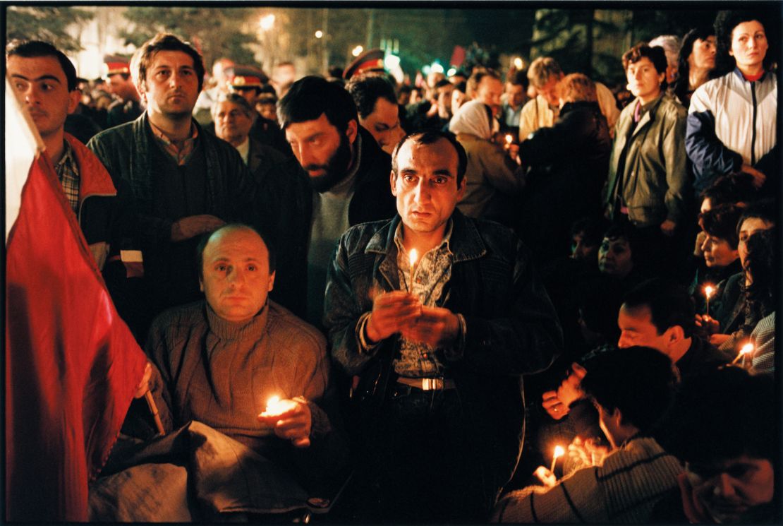 A midnight vigil held in memory of Georgians killed by the Soviet army.