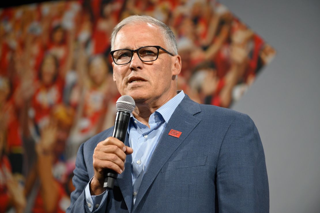 Gov. Jay Inslee, Democratic presidential candidate, speaks during a forum on gun safety on August 10, 2019, in Des Moines, Iowa. 
