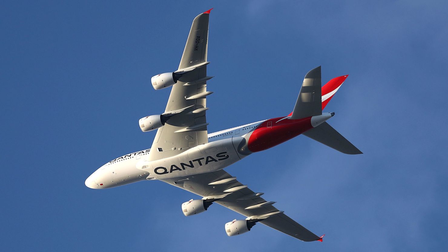 A Qantas Airbus A380 on August 18, 2018 in Sydney, Australia.