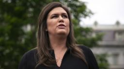 In this May 2019 file photo, Sarah Huckabee Sanders, White House press secretary, speaks to members of the media outside the White House in Washington, D.C.