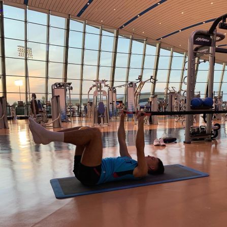 Jack Grealish, a midfielder for Premier League Aston Villa, works on a rehabilitation program at the NAS sports complex, 12 January.