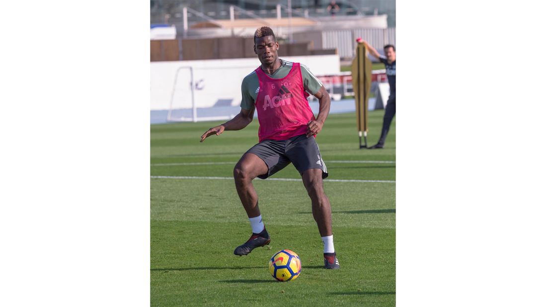 Manchester United's Paul Pogba in a training session at the complex. Warm-weather training is one of the major uses of the NAS for European teams. Manchester United have visited in consecutive winters. Arsenal, Liverpool, Real Madrid, AC Milan, and Borussia Dortmund have also spent time here in recent years. 