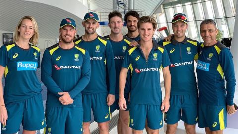 The Australian cricket team at the NAS Sports Complex in Dubai ahead of this year's World Cup