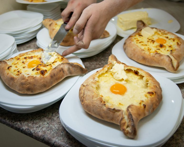 <strong>Mother of all comfort foods: </strong><br />Acharuli khachapuri is a dough boat filled with butter, cheese and egg.