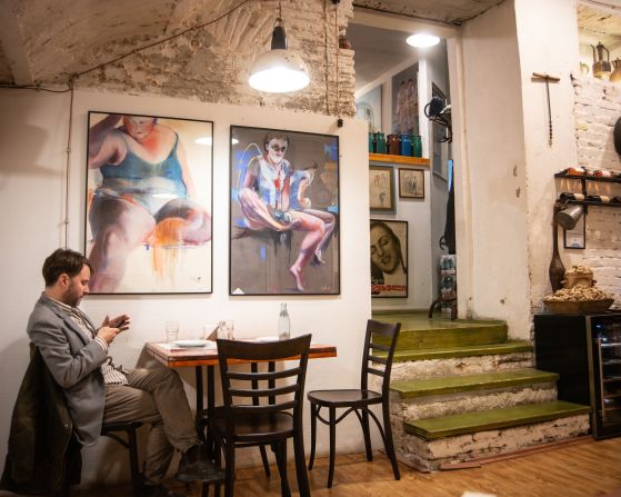 <strong>Boho basement: </strong>Salobie Bia restaurant in Tbilisi.