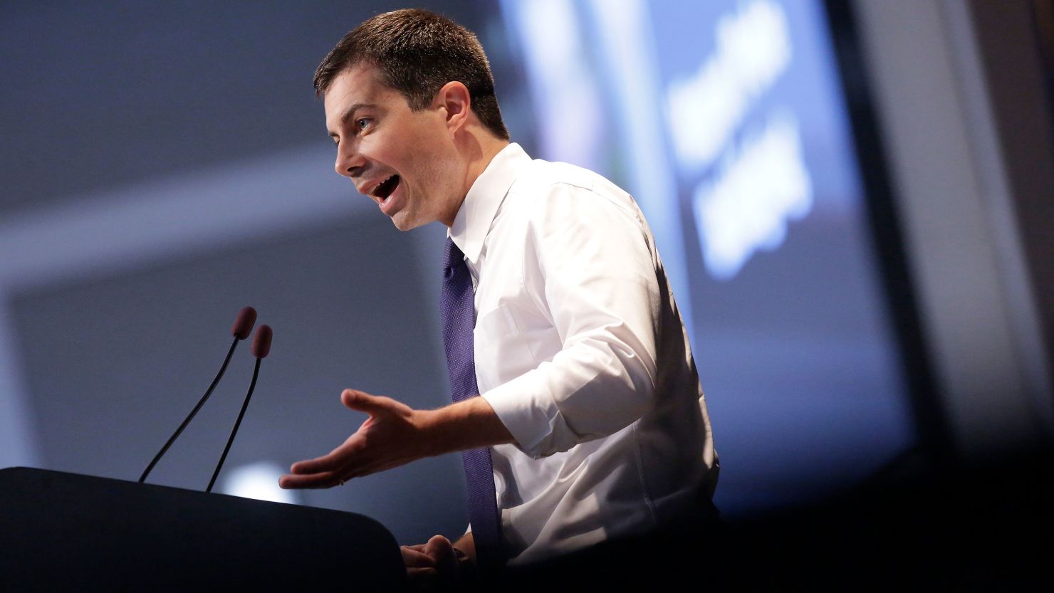 Democratic presidential candidate, Mayor of South Bend, Indiana Pete Buttigieg speaks at the Iowa Federation Labor Convention on August 21, 2019 in Altoona, Iowa. 