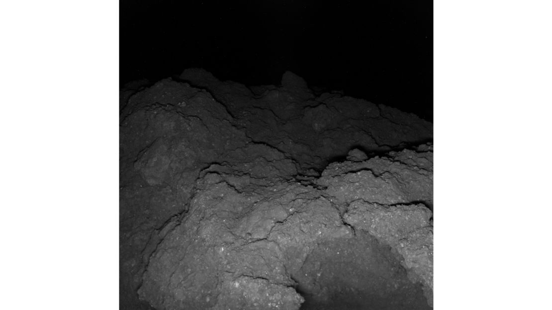 The lander took this image after making first contact on the asteroid.
