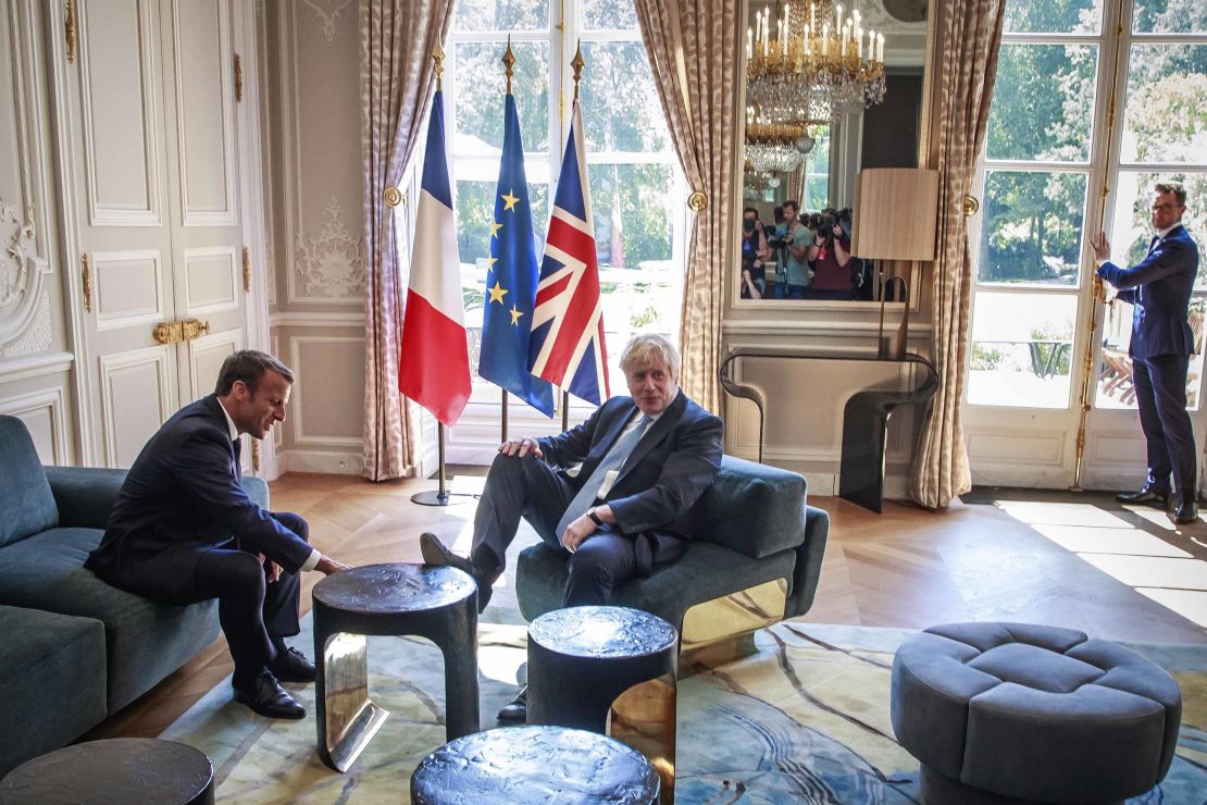 Emmanuel Macron hosted Boris Johnson at the Elysee Palace in Paris on Thursday.