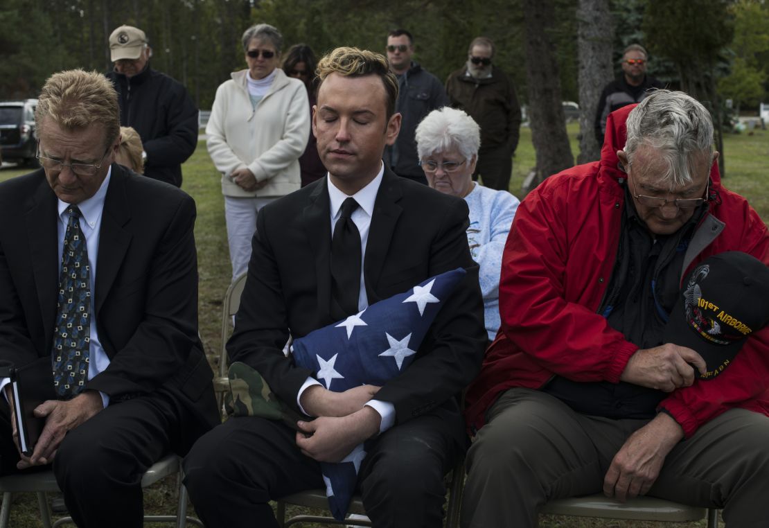 Kyle Haines organized a funeral with military honors for his husband in Alanson, Michigan, in September 2018.