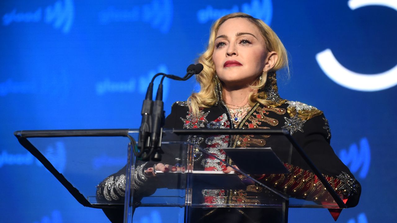 NEW YORK, NEW YORK - MAY 04: Madonna speaks onstage during the 30th Annual GLAAD Media Awards New York at New York Hilton Midtown on May 04, 2019 in New York City. (Photo by Jamie McCarthy/Getty Images for GLAAD)