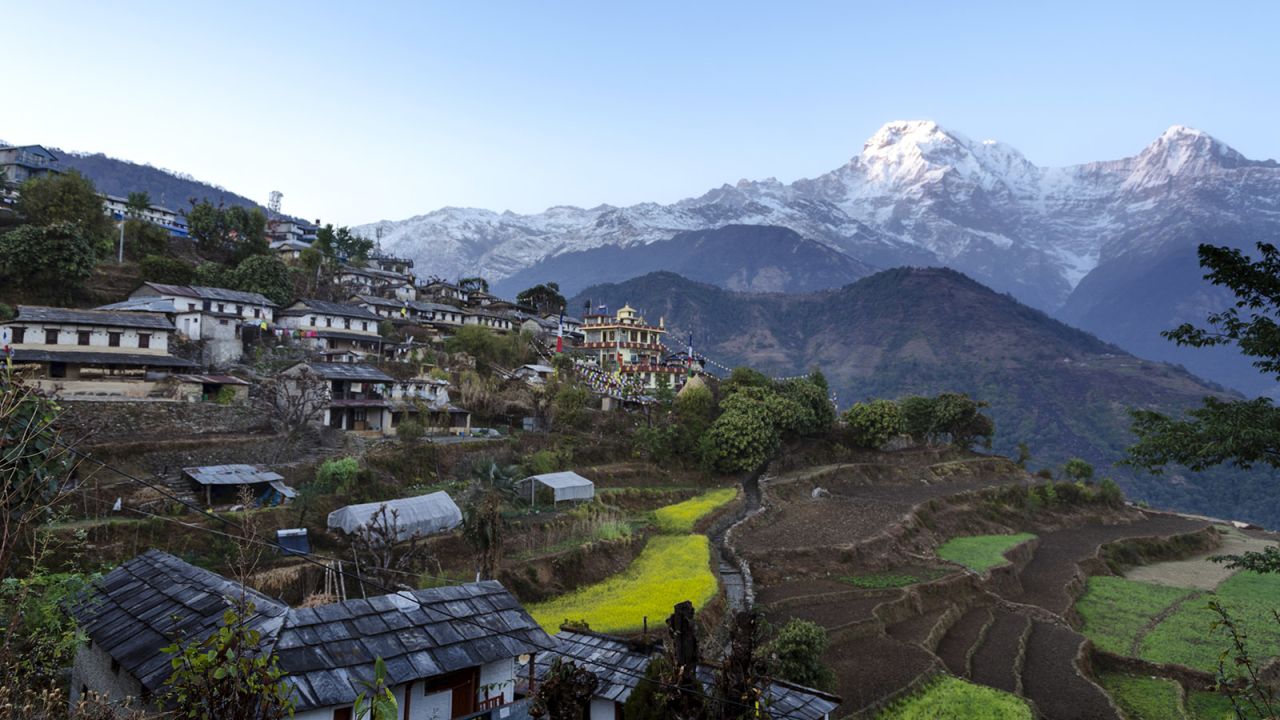 <strong>Ghandruk, Nepal: </strong>A mountain village in the Himalayan region of Nepal, Ghandruk (also known as Stone Village) sits ore than 2,000 meters above sea level. Only accessible on foot, the village is about a five-hour hike from Pokhara, a lakeside city in central Nepal that serves as a starting point for the popular Annapurna Circuit.