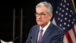 Federal Reserve Board Chairman Jerome Powell speaks during a news conference after the attending the Board's two-day meeting, on July 31, 2019 in Washington, DC. Powell announced that the Fed agreed to cut interest rates by a quarter of a point, which is the first rate cut since 2008.