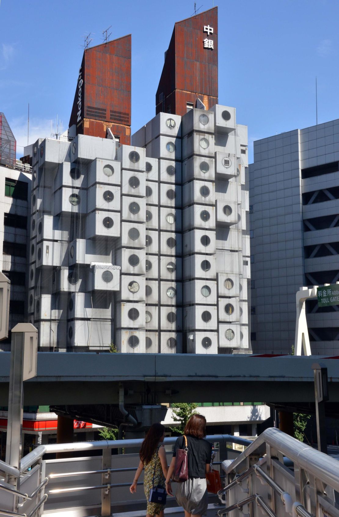 The 140-unit Nakagin Capsule Tower in Tokyo, designed by architect Kisho Kurokawa.