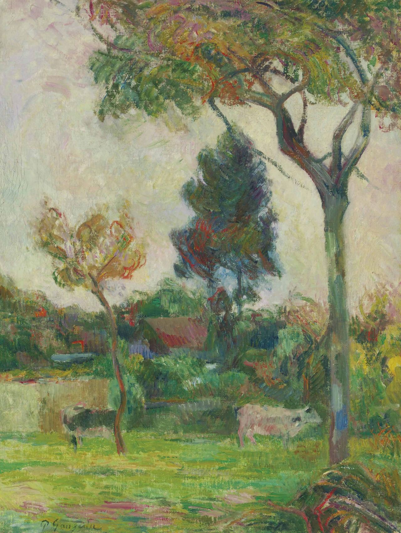 Paul Gauguin's 1884 painting "Deux vaches au pré."