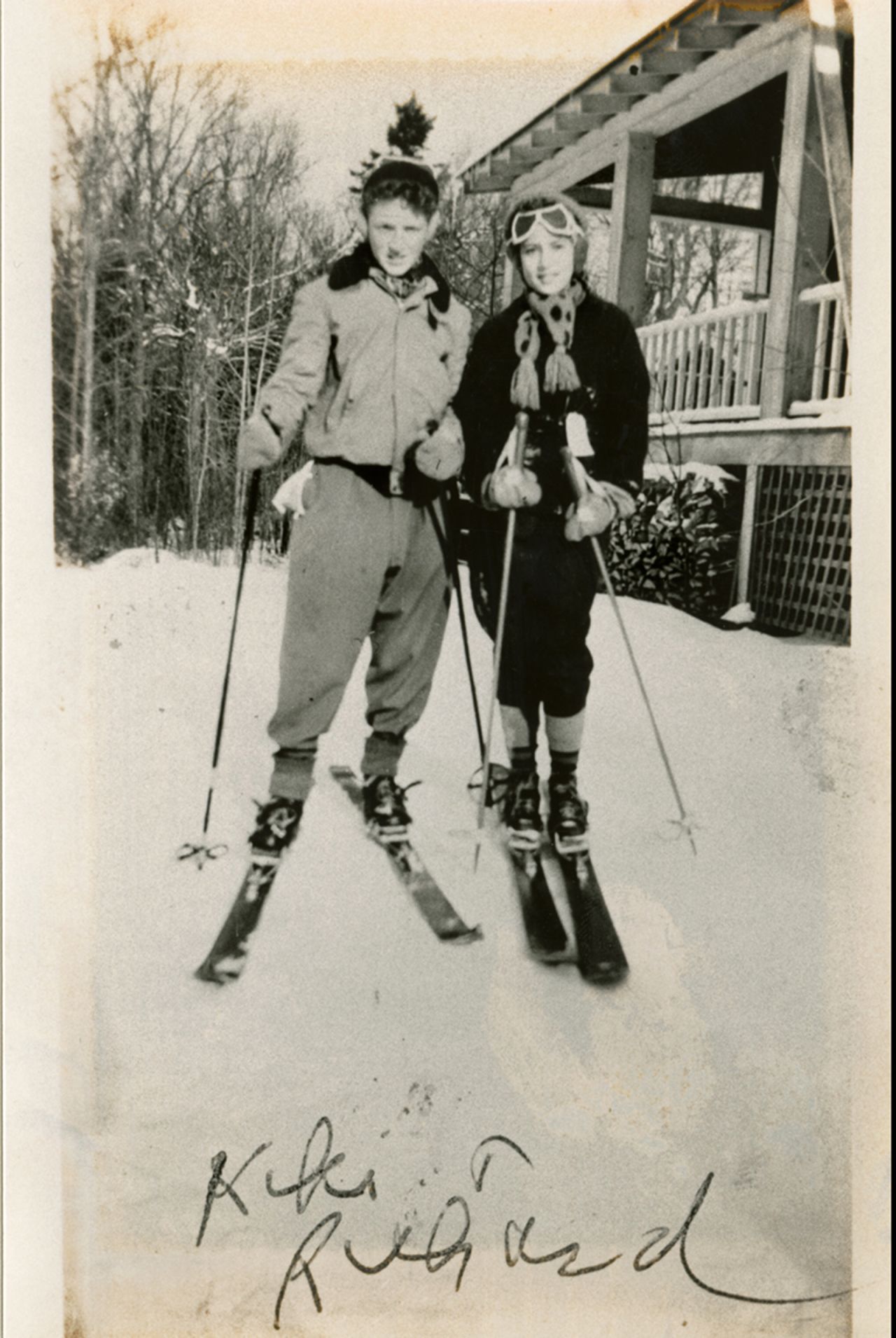 Ginsburg and her cousin Richard ski at a lodge in the Adirondacks circa 1946.