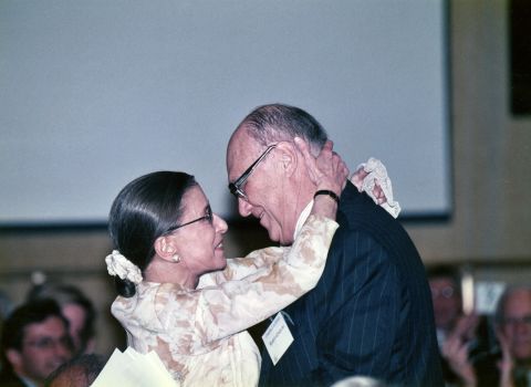 Ginsburg and her husband embrace while attending an event. The two were married for nearly 60 years. Martin Ginsburg died in 2010.