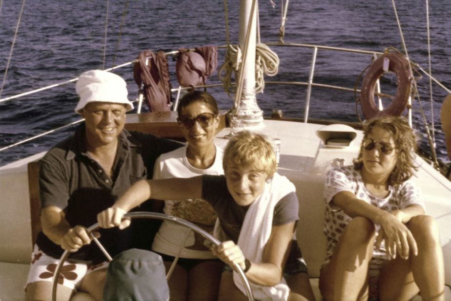 Ginsburg, her husband and their two children -— James and Jane — pose for a photo off the shore of St. Thomas in 1979.