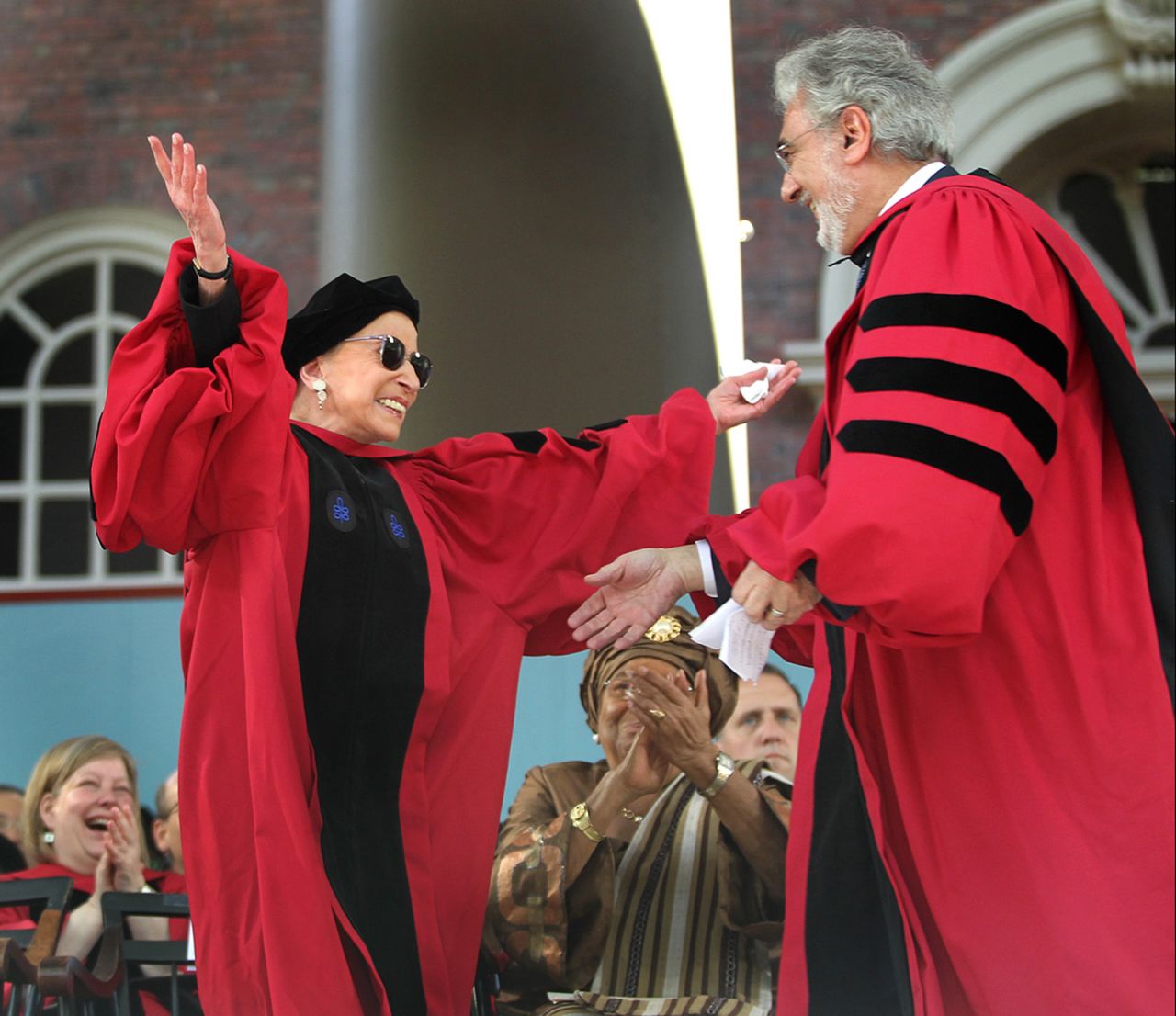 While standing to receive an honorary degree from Harvard University, Ginsburg was surprised with a serenade from Spanish tenor Placido Domingo in 2011. Domingo also received an honorary degree.