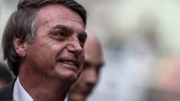 SAO PAULO, BRAZIL - JULY 27: President of Brazil Jair Bolsonaro looks on before a match between Palmeiras and Vasco for the Brasileirao Series A 2019 at Allianz Parque on July 27, 2019 in Sao Paulo, Brazil. (Photo by Miguel Schincariol/Getty Images)