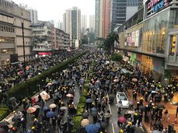 Thousands of protesters gathered in Hong Kong's Tsuen Wan district on August 25, 2019.
