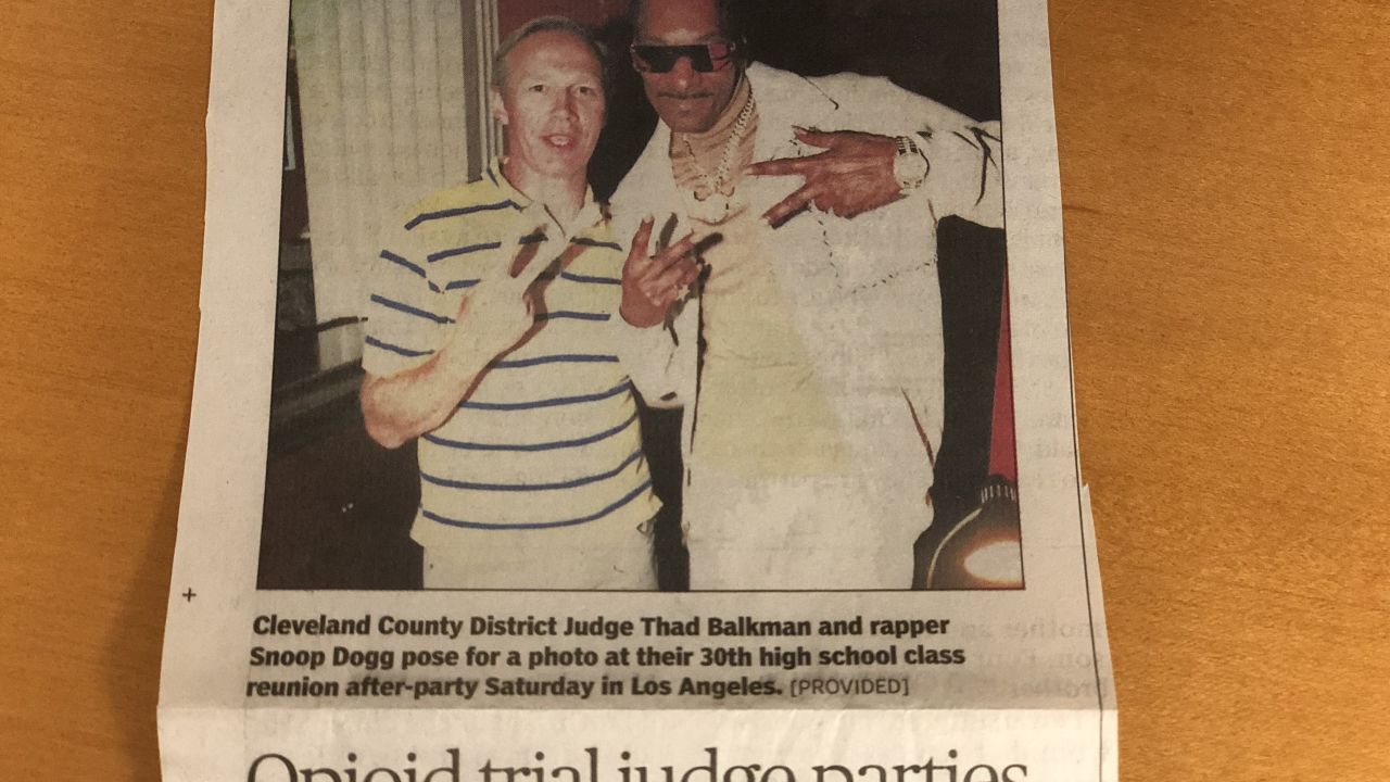 Thad Balkman was class president of Long Beach Poly High in 1989. One of his classmates was Snoop Dogg. The judge keeps a newspaper clip about the two of them meeting up at their 30th class reunion.