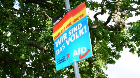 A roadside AfD poster in eastern Germany with the famous 1989 slogan: "We are the People!"